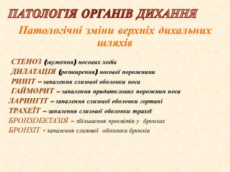 Патология органов дыхания