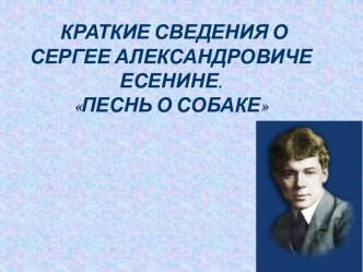 Песнь о собаке Есенин С. А