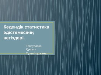 Кедендік статистика әдістемесінің негіздері.