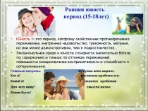 Ранняя юность                 период (15-18лет)