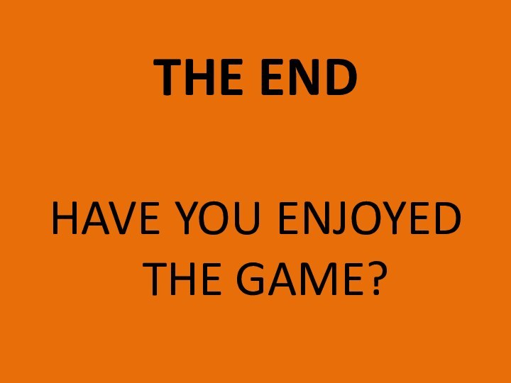 THE ENDHAVE YOU ENJOYED THE GAME?