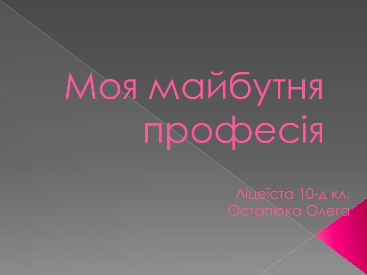 Ліцеїста 10-д кл.Остапюка Олега Моя майбутня професія