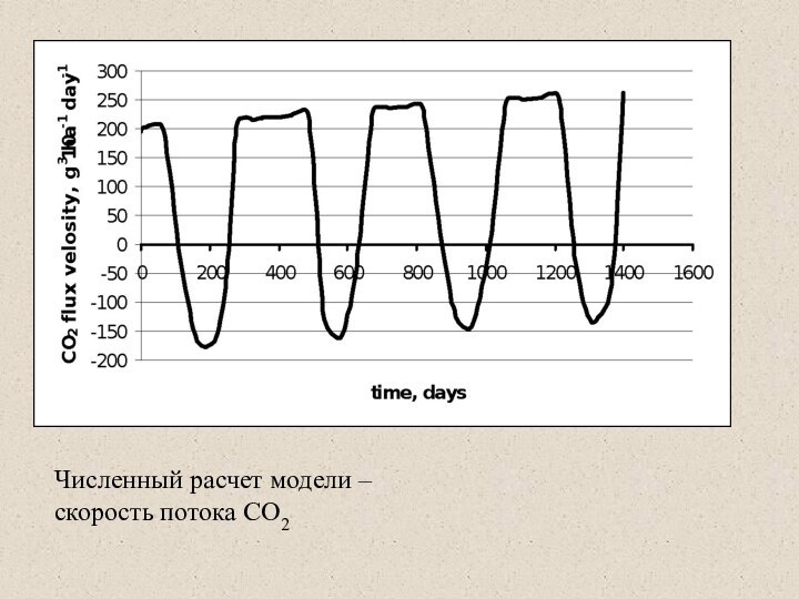 Численный расчет модели – скорость потока CO2