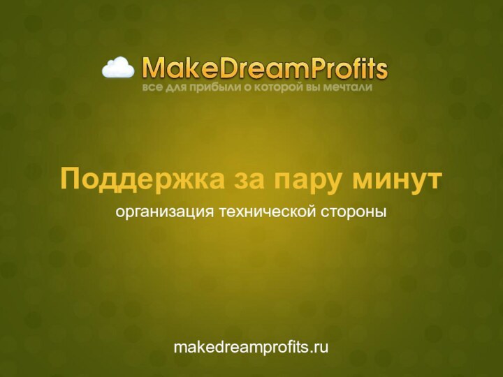 Поддержка за пару минутmakedreamprofits.ruорганизация технической стороны