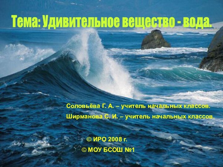 Соловьёва Г. А. – учитель начальных классов.Ширманова С. И. – учитель начальных