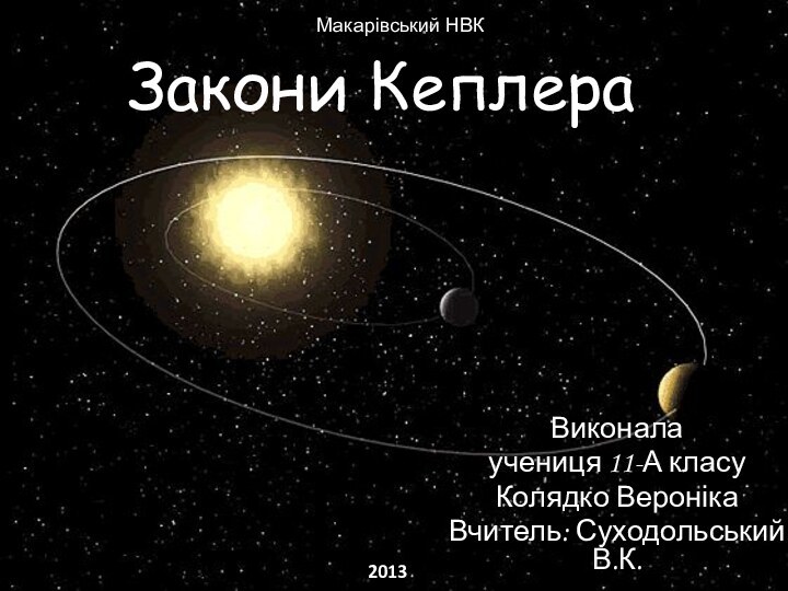 Закони КеплераВиконала учениця 11-А класуКолядко ВеронікаВчитель: Суходольський В.К.Макарівський НВК2013