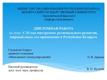 ДИПЛОМНАЯ РАБОТАна тему: СЭЗ как инструмент регионального развития, мировой опыт, его применение в Республике Беларусь