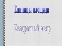 Единицы площади Квадратный метр