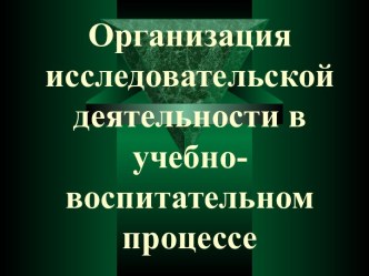 Организация учебно- воспитательного процесса