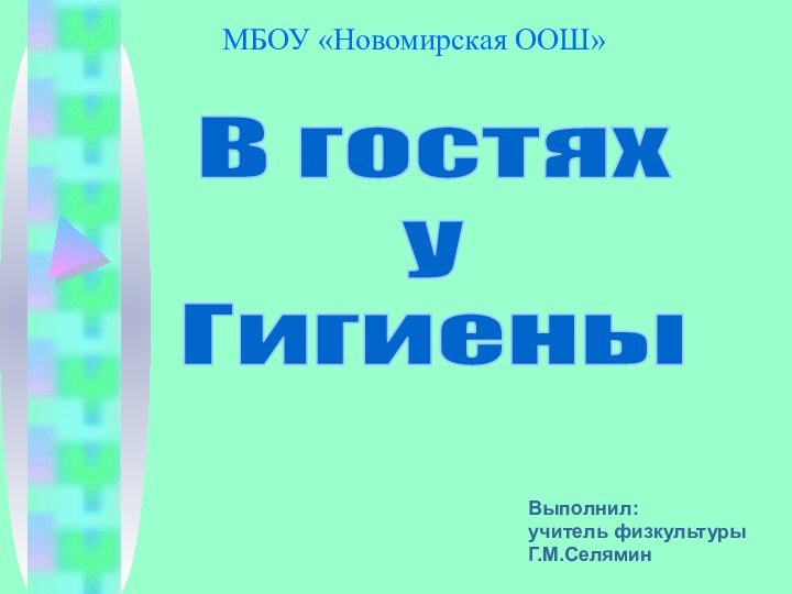 МБОУ «Новомирская ООШ»Выполнил: учитель физкультурыГ.М.СеляминВ гостяху Гигиены