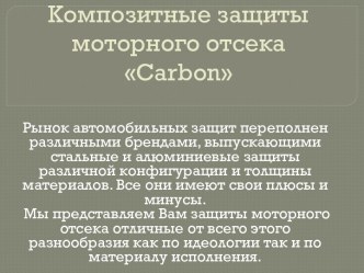 Композитные защиты моторного отсека Carbon