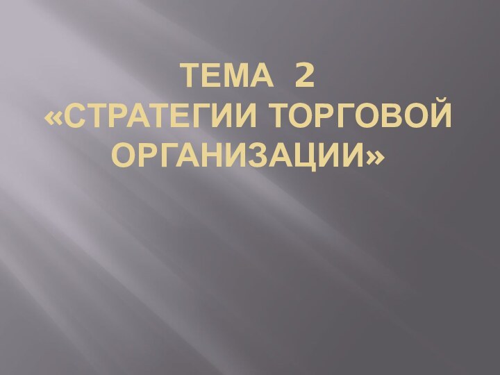 Тема 2  «Стратегии торговой организации»