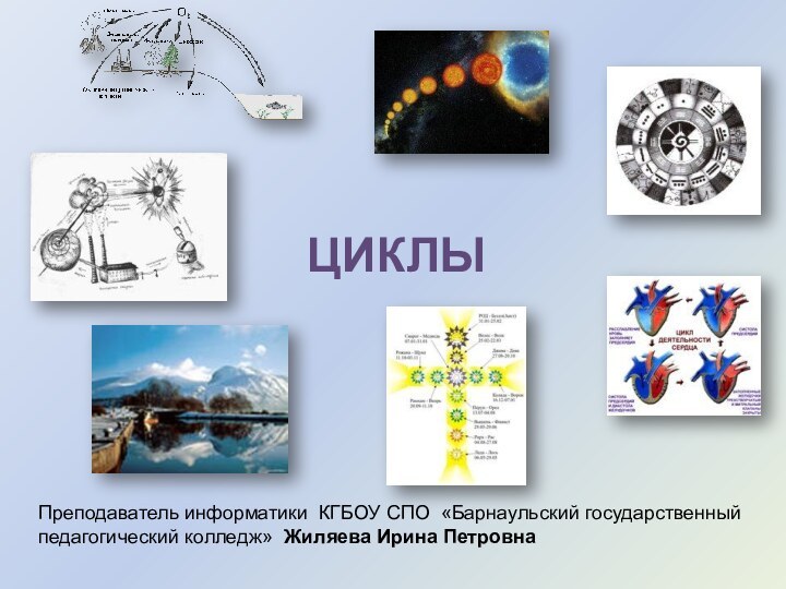 ЦИКЛЫ Преподаватель информатики КГБОУ СПО «Барнаульский государственный педагогический колледж» Жиляева Ирина Петровна