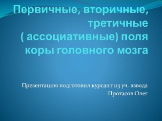 Первичные, вторичные,третичные( ассоциативные) поля коры головного мозга