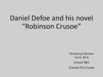 Daniel defoe and his novel “robinson crusoe”