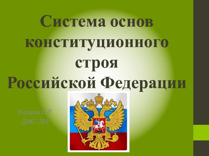 Система основ конституционного строя  Российской ФедерацииКалина Е.Р.ДМГ-203