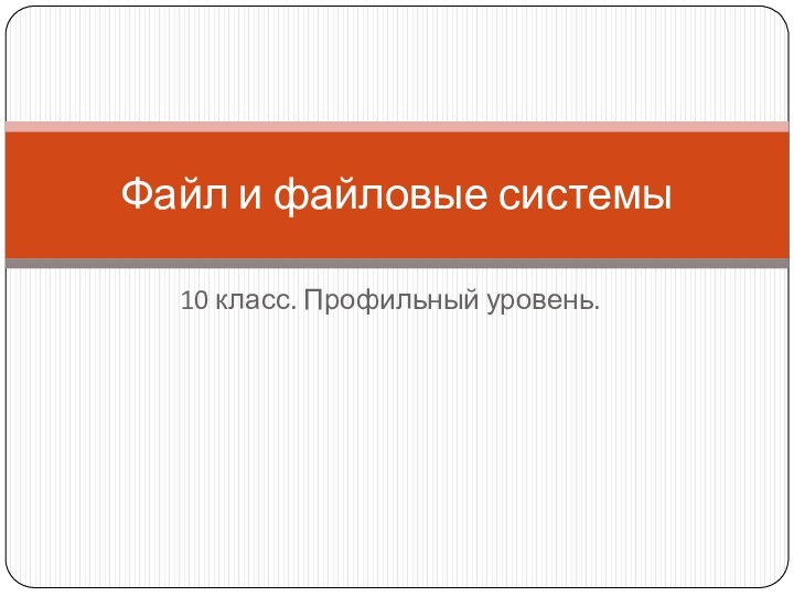 10 класс. Профильный уровень.Файл и файловые системы