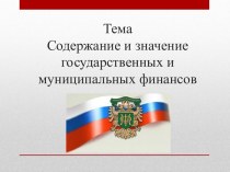 Содержание и значение государственных и муниципальных финансов