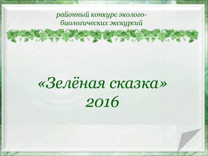 «Зелёная сказка» 2016районный конкурс эколого-биологических экскурсий