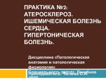 ПРАКТИКА №2: АТЕРОСКЛЕРОЗ. ИШЕМИЧЕСКАЯ БОЛЕЗНЬ СЕРДЦА.  ГИПЕРТОНИЧЕСКАЯ БОЛЕЗНЬ.