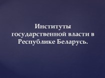 Институты государственной власти в Республике Беларусь. 