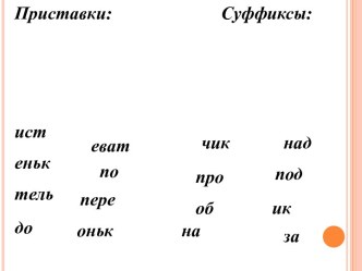 Правописание суффиксов и приставок.