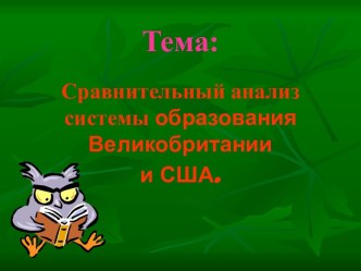 Сравнительный анализ системы образования Великобритании и США