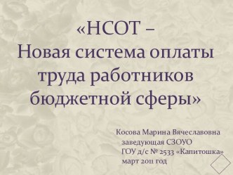 НСОТ – Новая система оплаты труда работников бюджетной сферы