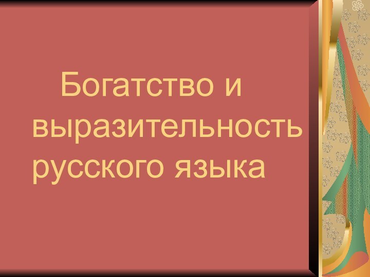 Богатство и выразительность    русского языка