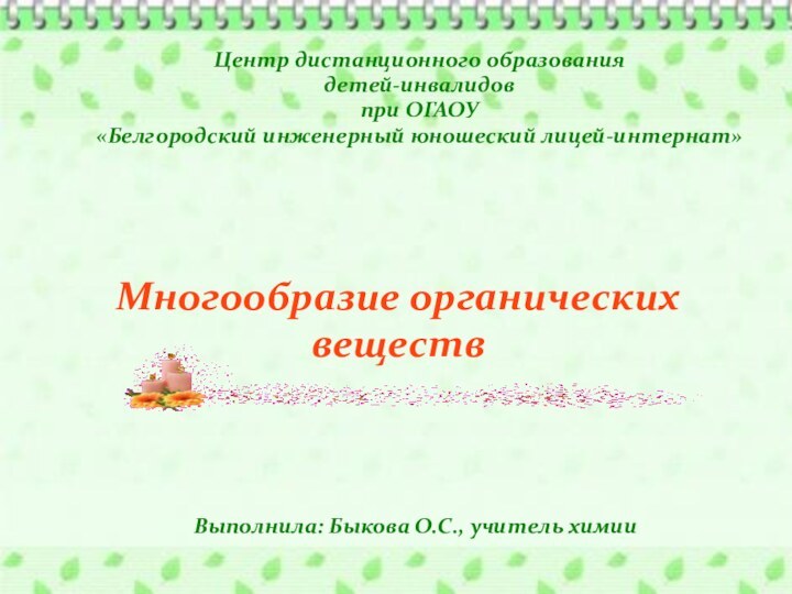 Центр дистанционного образования детей-инвалидов  при ОГАОУ  «Белгородский инженерный юношеский лицей-интернат»Многообразие