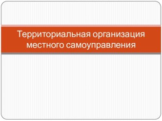 Территориальная организация местного самоуправления