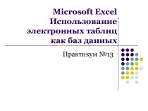 Microsoft excelИспользование электронных таблиц как баз данных