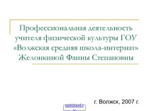 Профессиональная деятельность учителя физической культуры ГОУ Волжская средняя школа-интернат Желонкиной Фаины Степановны