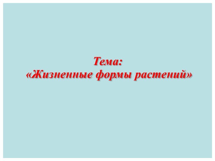 Тема: «Жизненные формы растений»