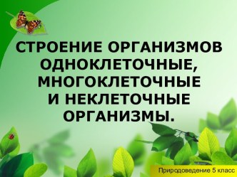 Строение организмов. Одноклеточные и многоклеточные