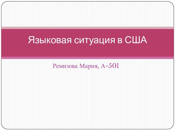 Ремизова Мария, А-501Языковая ситуация в США