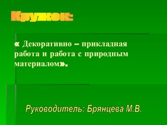 Декоративно – прикладная работа