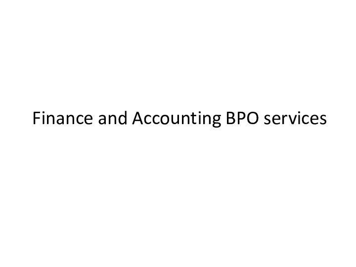 Finance and Accounting BPO services