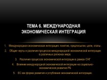 Международная экономическая интеграция и ее особенности