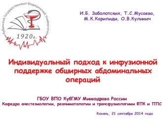 Индивидуальный подход к инфузионной поддержке обширных абдоминальных операций