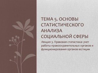 Тема 5. Основы статистического анализа социальной сферы