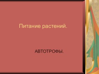 Питание растений. Автотрофы