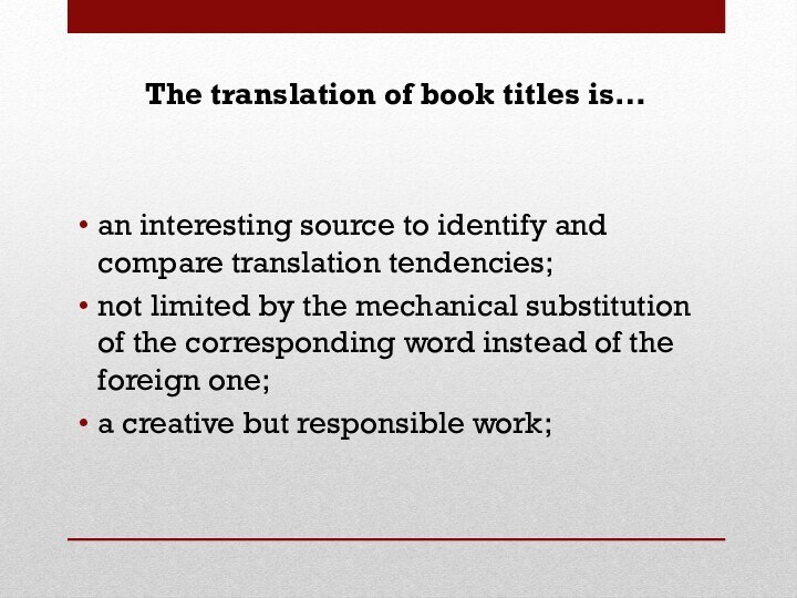 The translation of book titles is…an interesting source to identify and compare