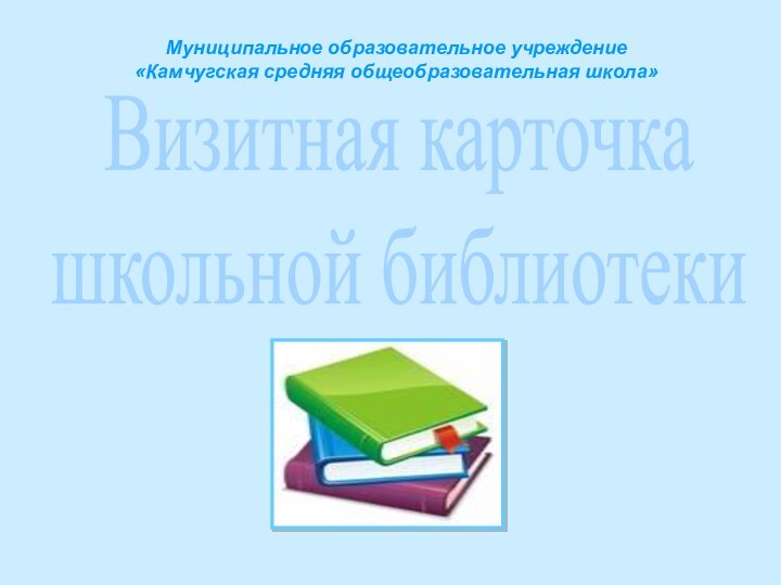 Муниципальное образовательное учреждение  «Камчугская средняя общеобразовательная школа»Визитная карточкашкольной библиотеки