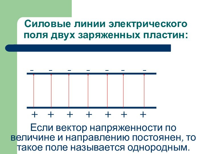 Cиловые линии электрического       поля двух заряженных