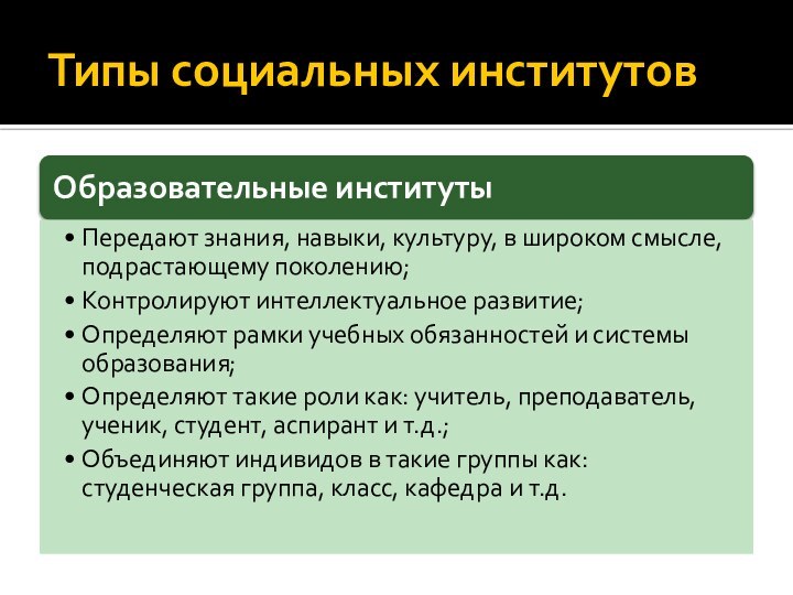 Типы социальных институтов