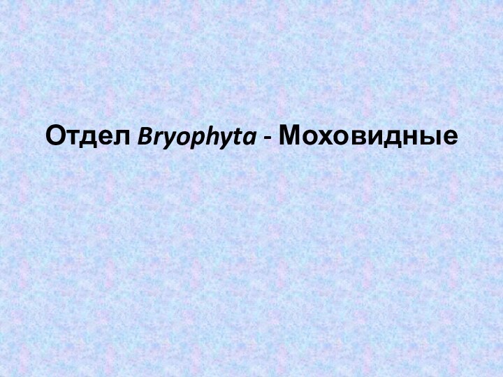 Отдел Bryophyta - Моховидные