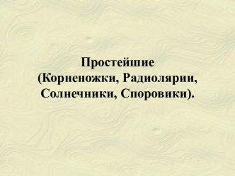 Простейшие (Корненожки, Радиолярии, Солнечники, Споровики)