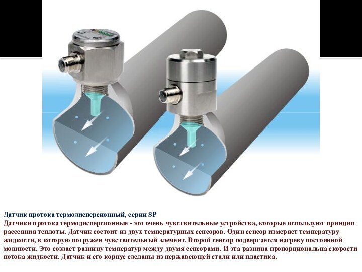 Датчик протока термодисперсионный, серии SP Датчики протока термодисперсионные - это очень чувствительные