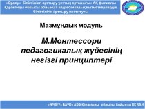 М.Монтессори педагогикалық жүйесінің негізгі принциптері 